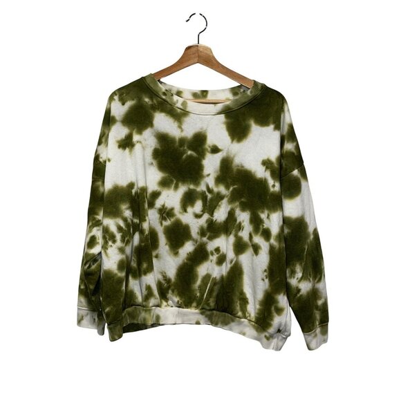 Free People Intimately Kelly Washed Green Tie Dye Sweatshirt Top S - Picture 2 of 8